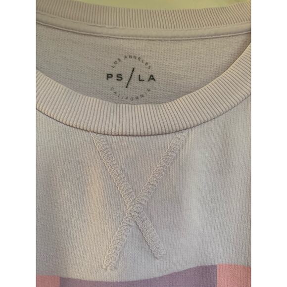 PS/LA Los Angeles PacSun Floral Grid Crew Neck Sweatshirt Size Small Oversized - Picture 3 of 5